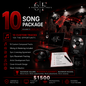10 Song Package - 10 TV & Film Ready Songs - 6 Figure Sync Pros